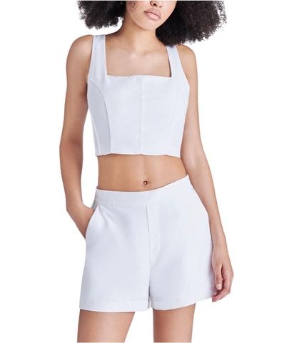Ultra Fine Piping Trim Cropped Bustier Blouse