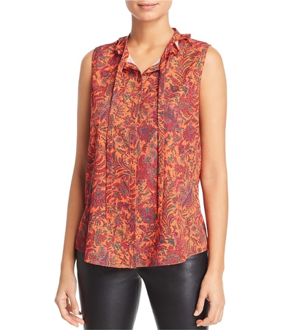 Ruffle Tie-Neck Button Down Blouse