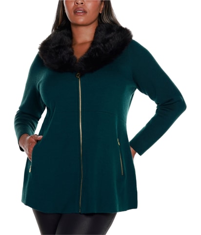 Faux Fur Collar Cardigan Sweater