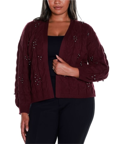 Embellished Cable Cardigan Sweater