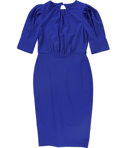 Solid Pleated Neckline Sheath Dress