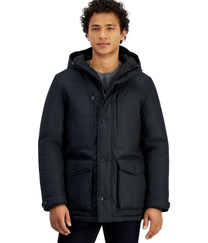 Herringbone Hooded Parka Coat