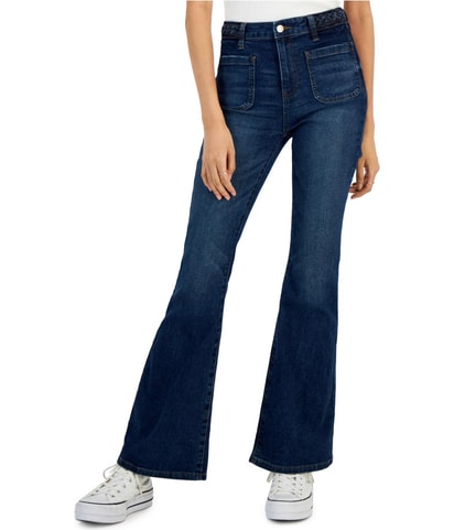 Braided-Waist Regular Straight Leg Jeans
