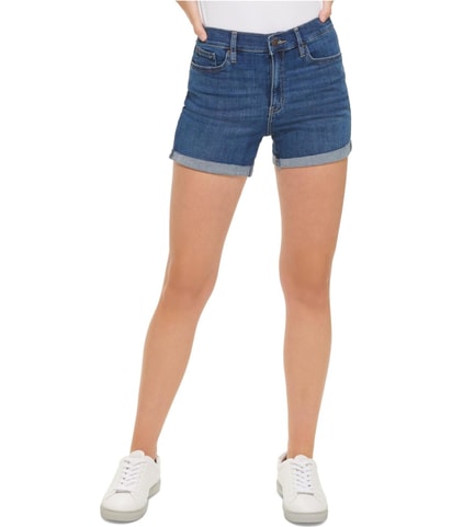 Solid Casual Denim Shorts