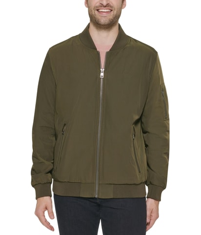 Solid Full Zip Bomber Jacket