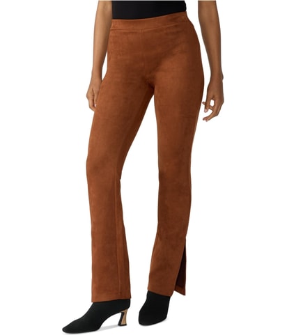 Abbey Faux-Suede Straight Leg Casual Pants