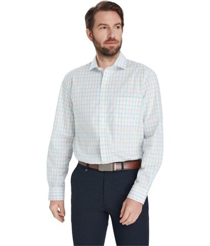 Windowpane Plaid Button Down Dress Shirt