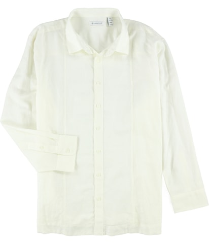 Linen Blend Pintucks Guayabera Button Up Shirt
