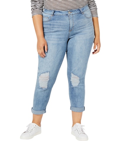 Denim Straight Leg Fitted Girlfriend Jeans