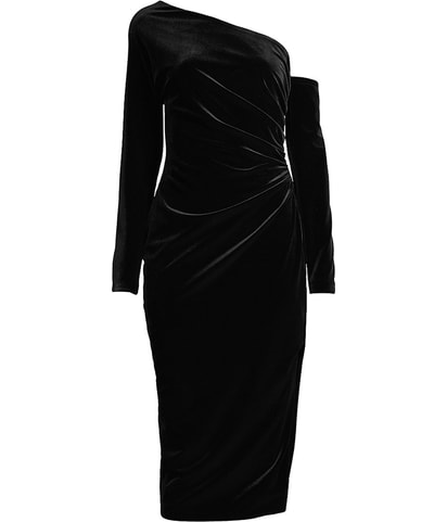Velvet One Shoulder Party Cocktail Dress