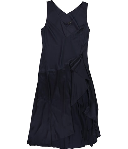 Satin V Neck Handkerchief Hem Slip Dress