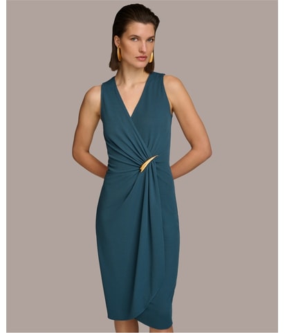 Draped Sleeveless Midi Dress
