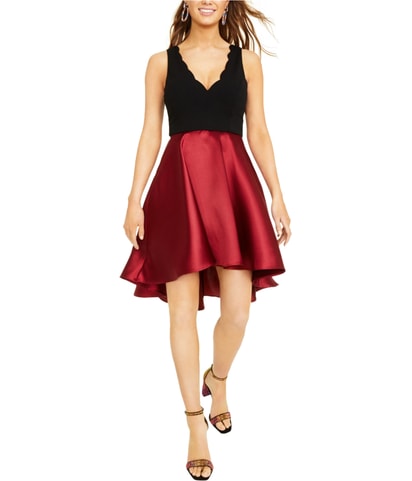 Colorblocked Satin Fit & Flare Dress