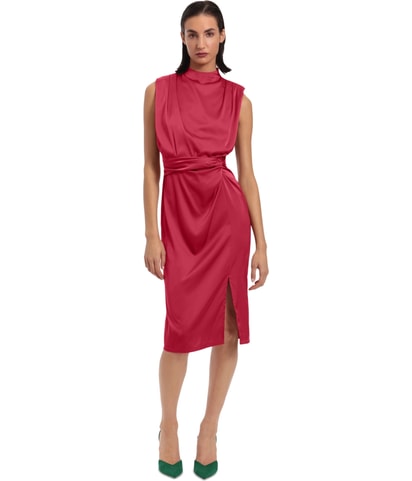 Mock-Neck Midi Dress