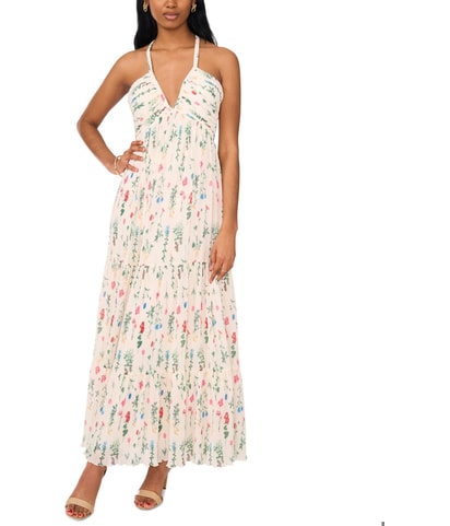 Floral Pleated Maxi Dress