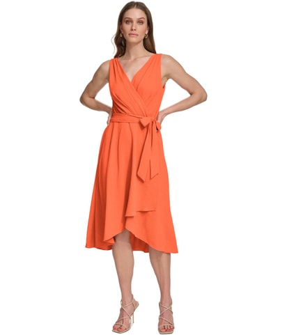 Tie Waist Wrap Midi Dress