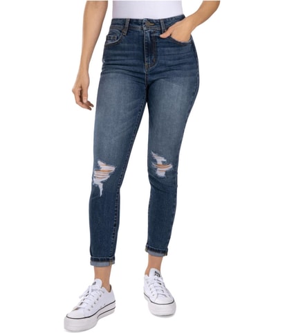 Super High Rise Ripped Regular Straight Leg Jeans