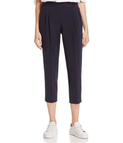 Pull On Pleat Tapered Cropped Capri Casual Pants