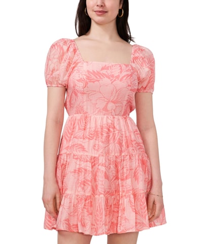 Floral Puff Sleeve Fit & Flare Dress