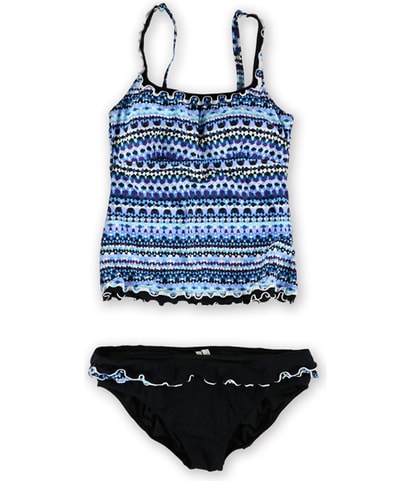 Geo Ruffled Brief 2 Piece Tankini
