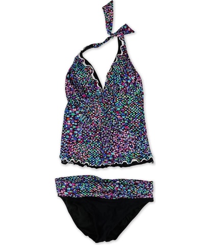 Printed Ruffle Trim Banded Brief 2 Piece Tankini
