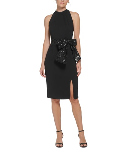 Sequin Waisted Pleated Dress