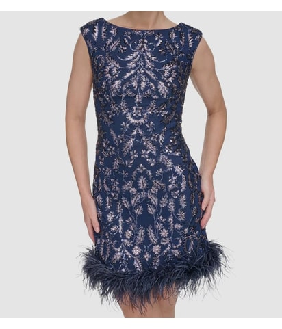 Feather Hemline Midi Dress