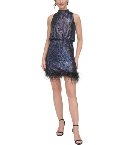 Feather Trim Cocktail Dress