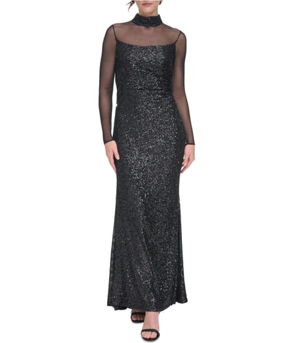 Sequin Illusion Gown Dress