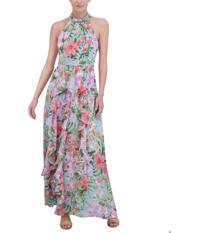 Floral-Print Ruffled Maxi Dress