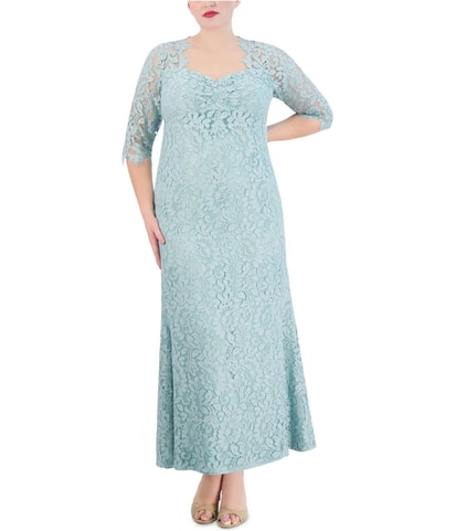 Sheer Sleeves Gown Dress