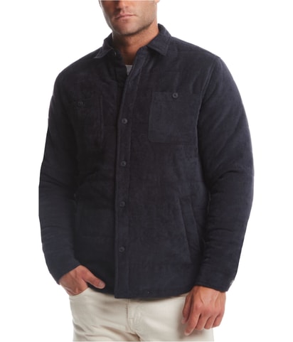 Corduroy Button-Front Quilted Jacket