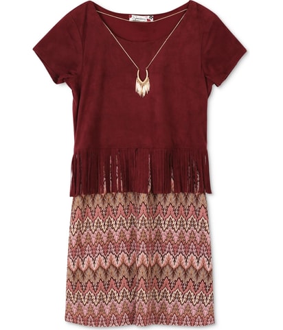 Faux-Suede Knit A-line Dress