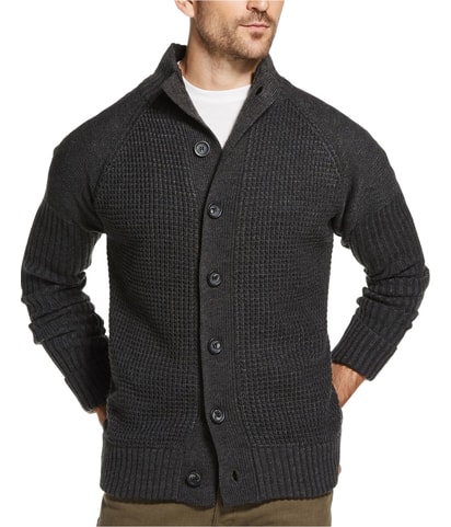 Waffle-Stitch Cardigan Sweater