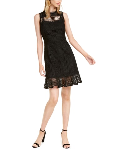 Crochet-Lace Ruffled-Hem Fit & Flare Dress