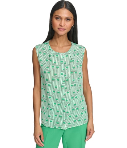 Hidden Button Front Sleeveless Blouse Top