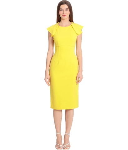 Pleated Sleeve Midi Dress