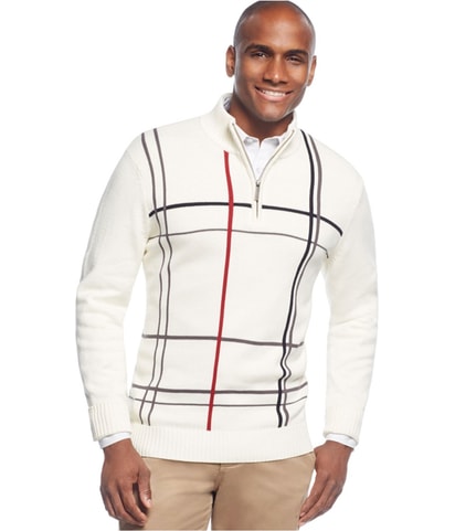 Windowpane Quarter-Zip Pullover Sweater