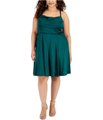 Solid Satin Fit & Flare Dress
