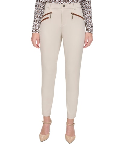 Zip Pockets Straight Leg Casual Pants