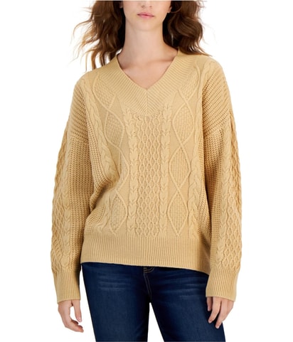 V Neck Cable Knit Sweater