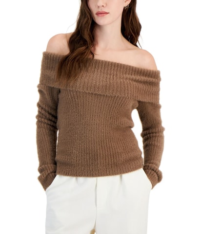 Eyelash-Knit Pullover Sweater