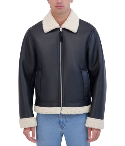 Faux Shearling Collar Bomber Jacket