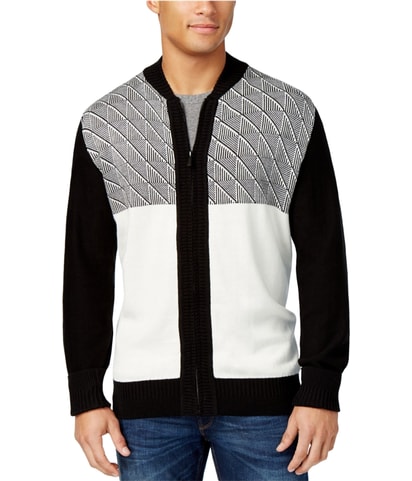 Jacquard Zip-Up Cardigan Sweater