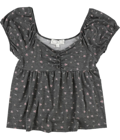 Button Neck Baby Doll Blouse