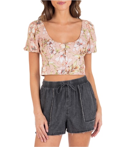 Lily Floral Print Crop Top Blouse