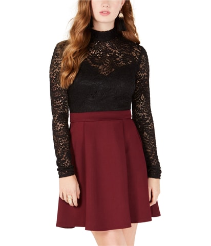 Lace Top Fit & Flare Dress