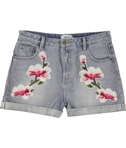 Floral Patched Casual Denim Shorts