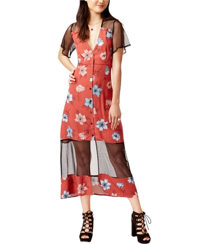 Mesh-Inset Maxi Dress