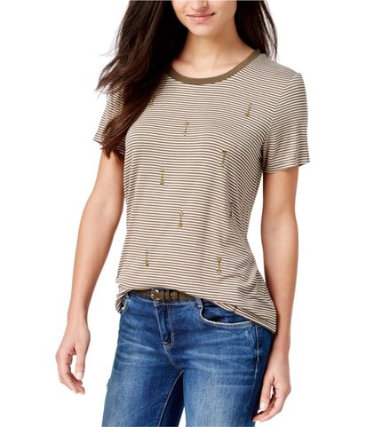 Striped Arrow-Embroidered Embellished T-Shirt